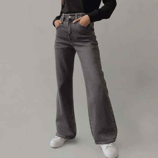 Van Delft Mode® | Grijze Damesbroek Wide Leg