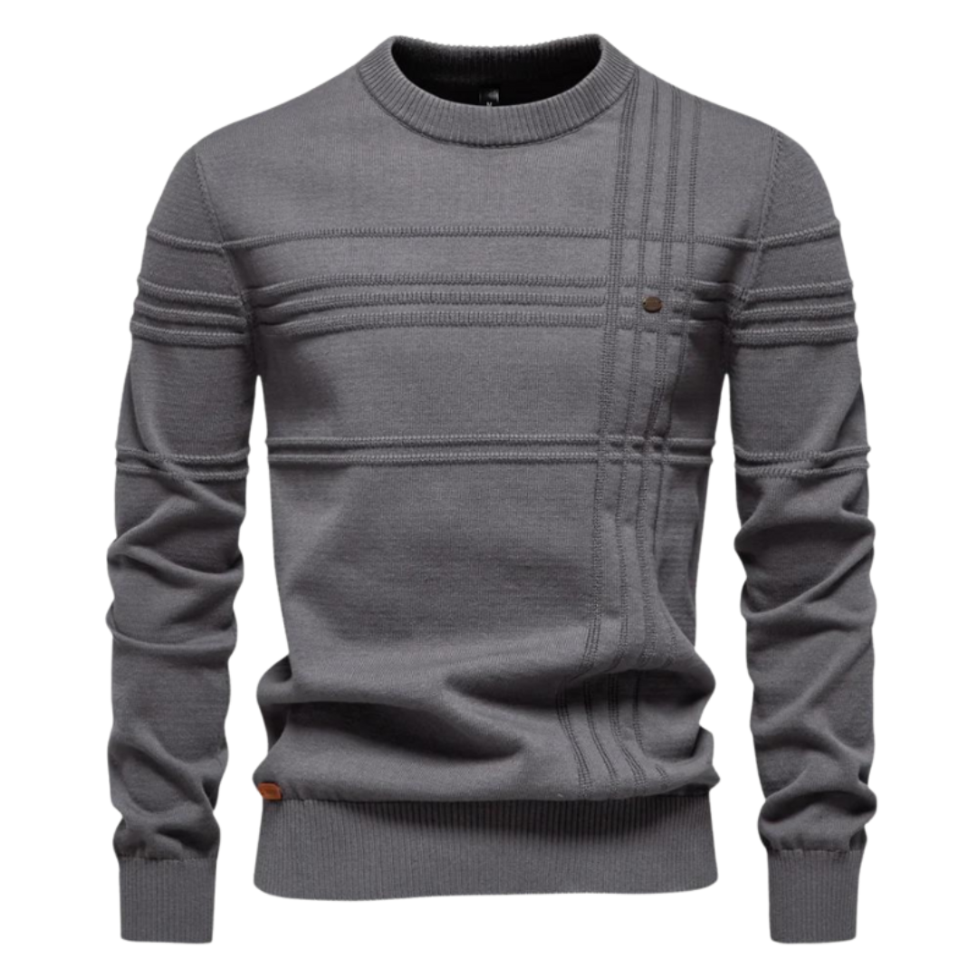 Van Delft Mode® | Katoenen Herentrui Met Streepdesign