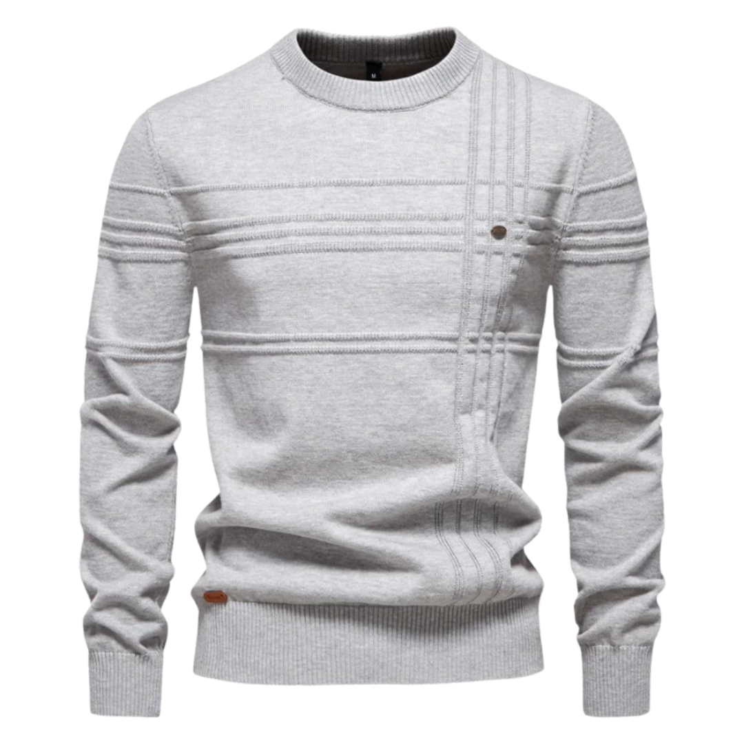 Van Delft Mode® | Katoenen Herentrui Met Streepdesign
