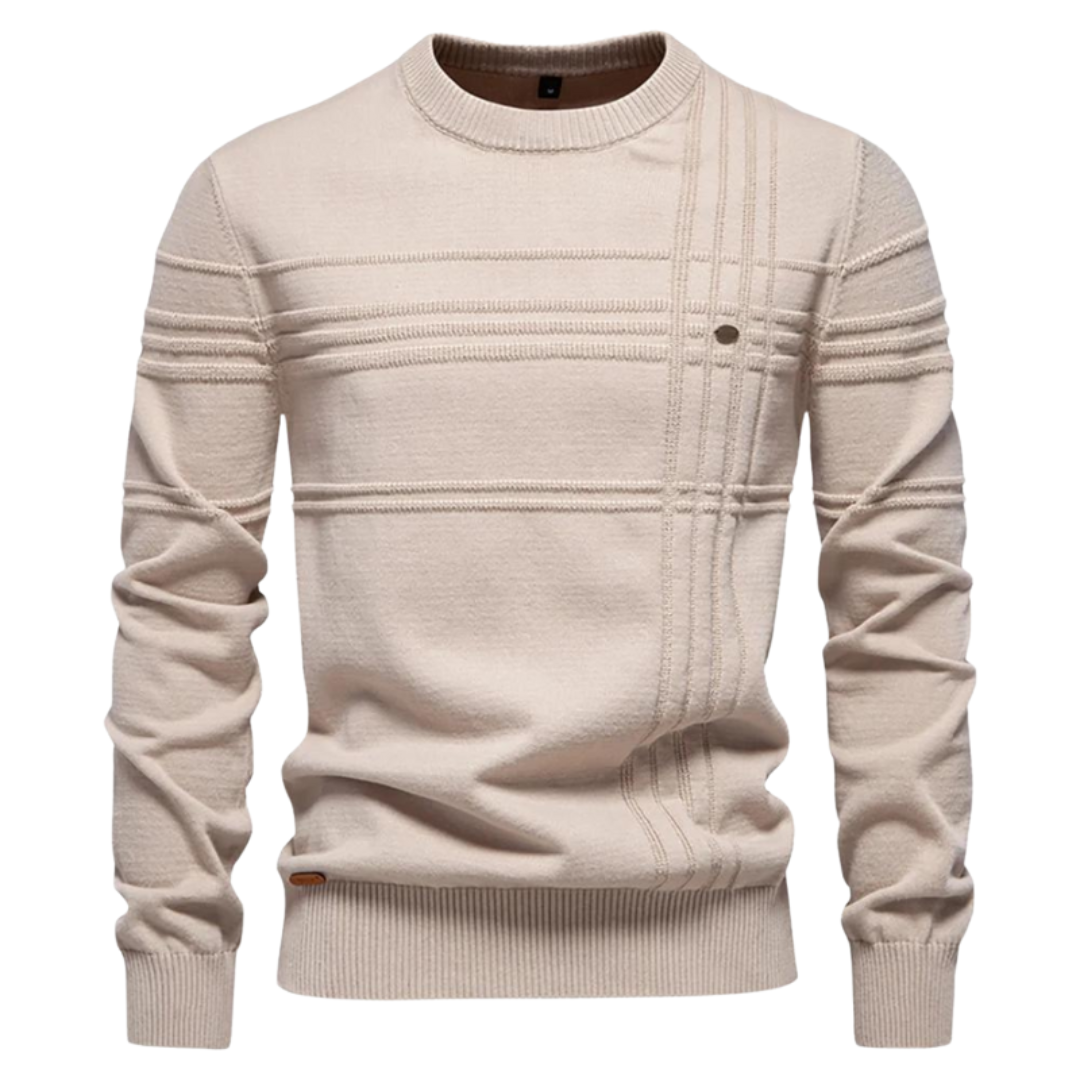 Van Delft Mode® | Katoenen Herentrui Met Streepdesign