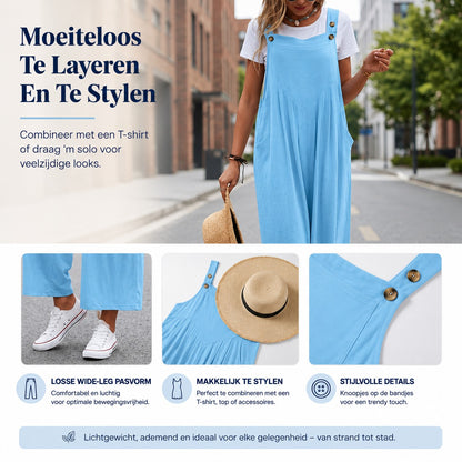 Van Delft Mode® | Mouwloze jumpsuit met wijde pijpen