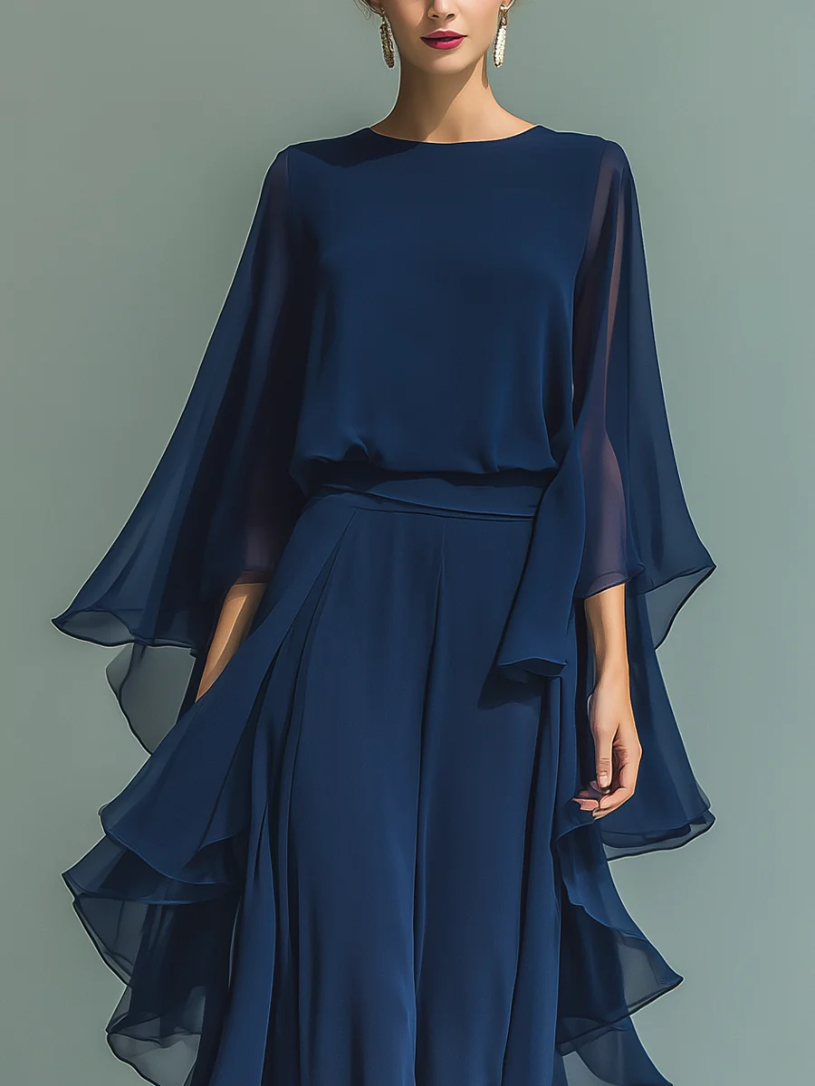 Van Delft Mode® | Elegante chiffonjurk met ruches