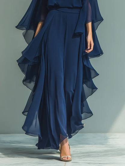 Van Delft Mode® | Elegante chiffonjurk met ruches