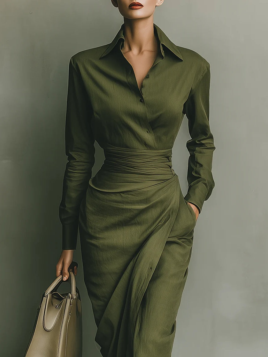 Noëlle™ | Maxi jurk in legergroen