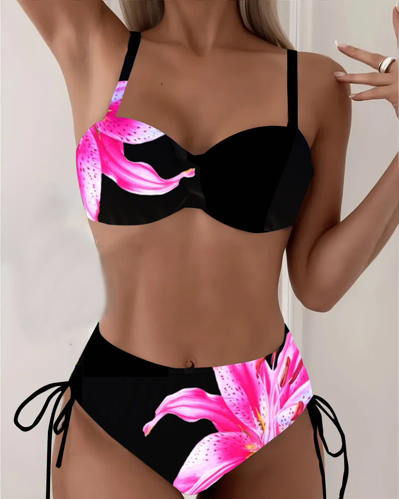 Driehoekige Tie Bloemenprint Bikini