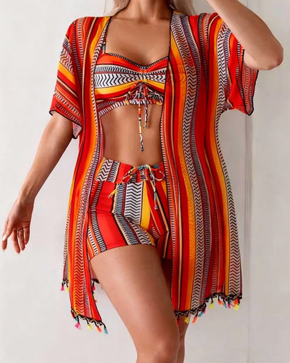 Resort Print Bikini Drie-Delige Badpak