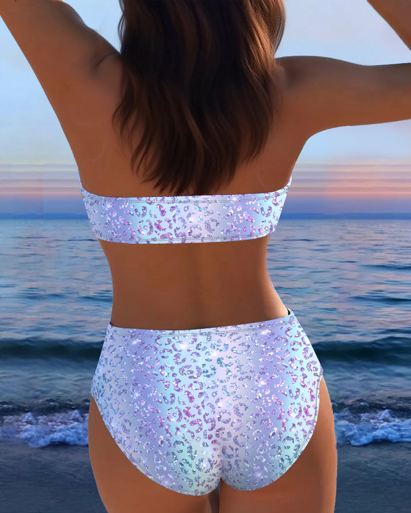 Luipaardprint Bandeau Bikini