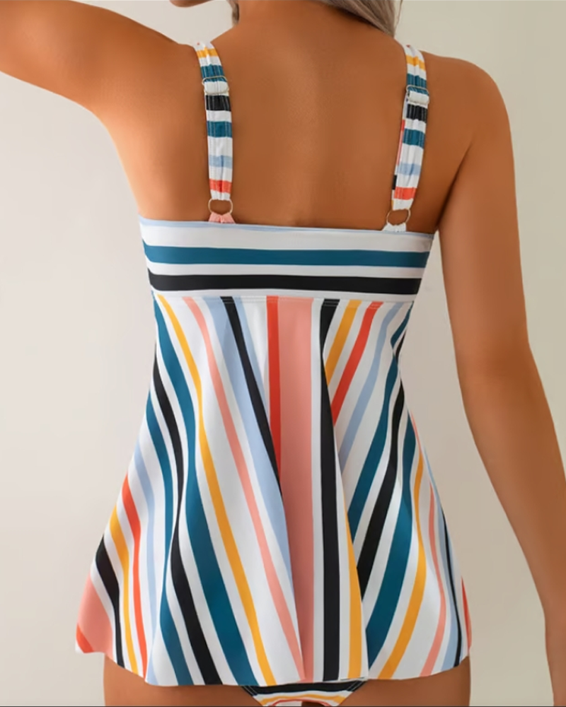 Lace-up Gestreepte Triangle Twee-delige Badpak