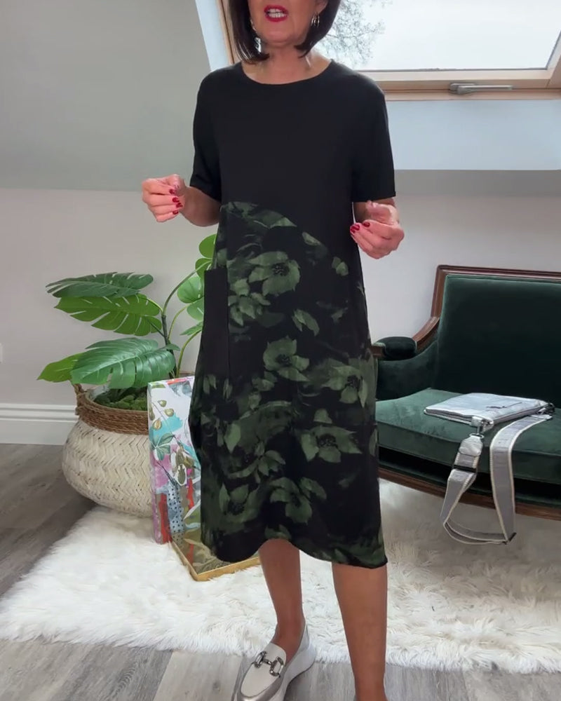 Van Delft Mode® | Patchworkjurk met Ronde Halslijn en Bloemenprint
