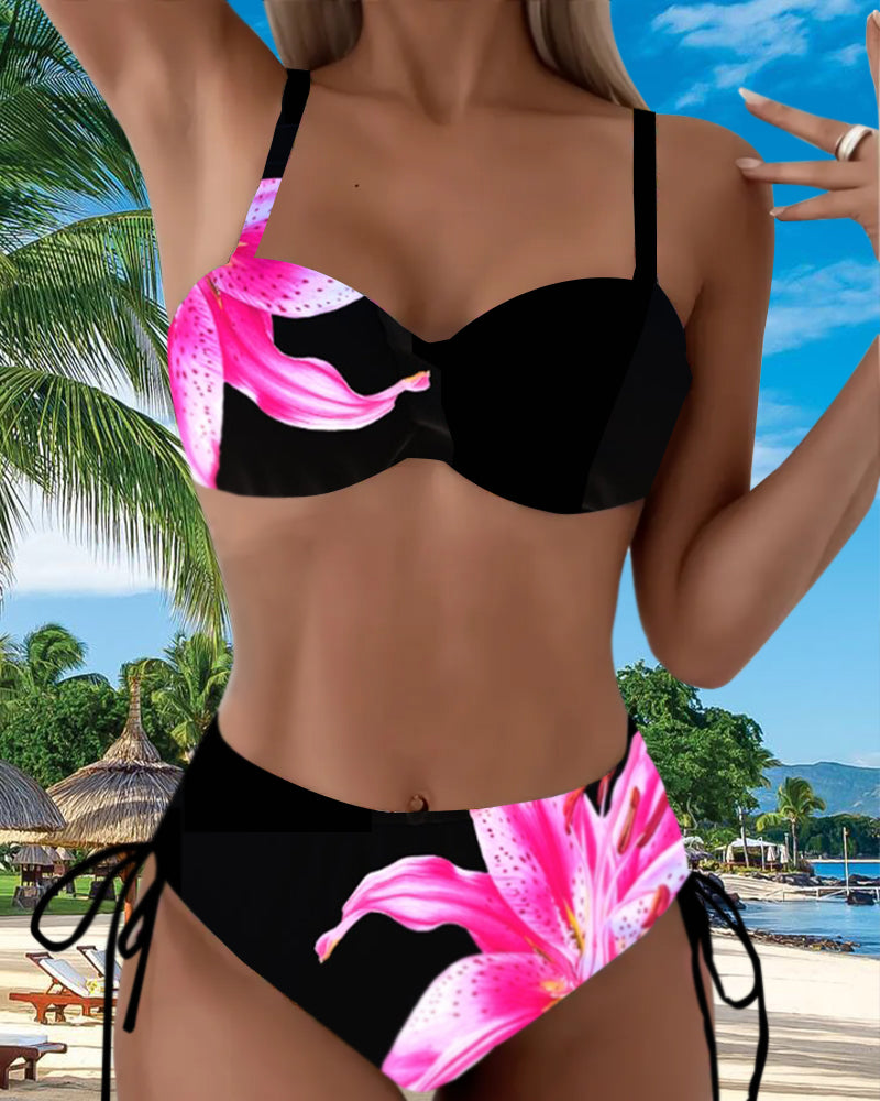 Driehoekige Tie Bloemenprint Bikini