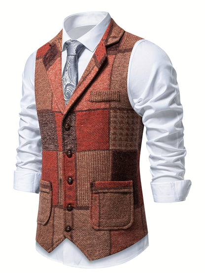 Van Delft Mode® | Tweedvest met visgraatpatroon voor heren