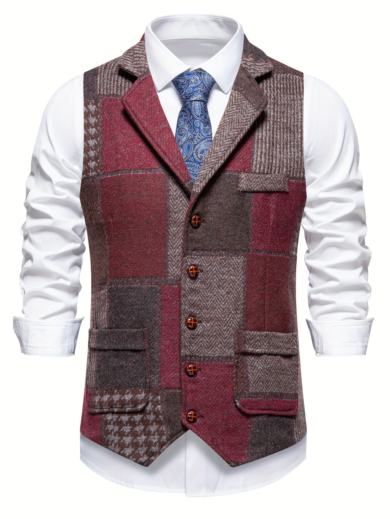 Van Delft Mode® | Tweedvest met visgraatpatroon voor heren