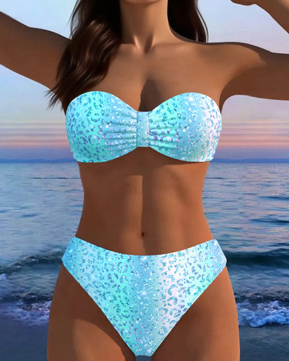 Luipaardprint Bandeau Bikini