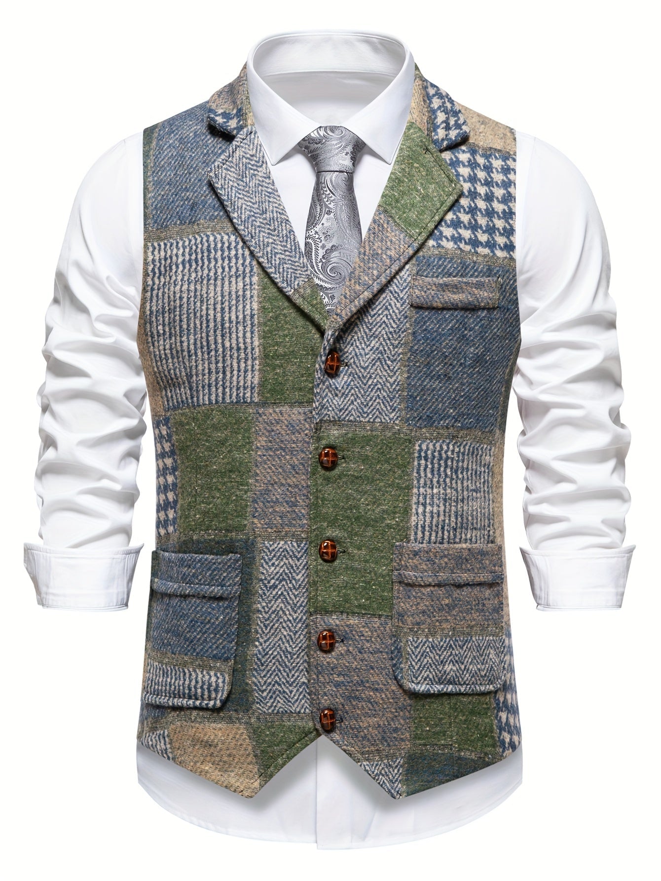 Van Delft Mode® | Tweedvest met visgraatpatroon voor heren