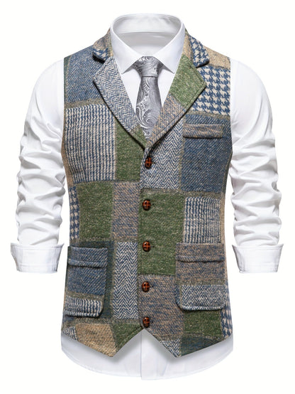 Van Delft Mode® | Tweedvest met visgraatpatroon voor heren