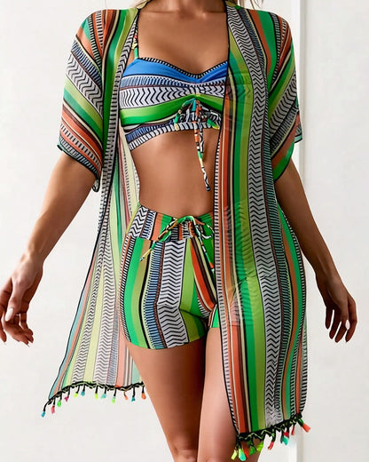 Resort Print Bikini Drie-Delige Badpak