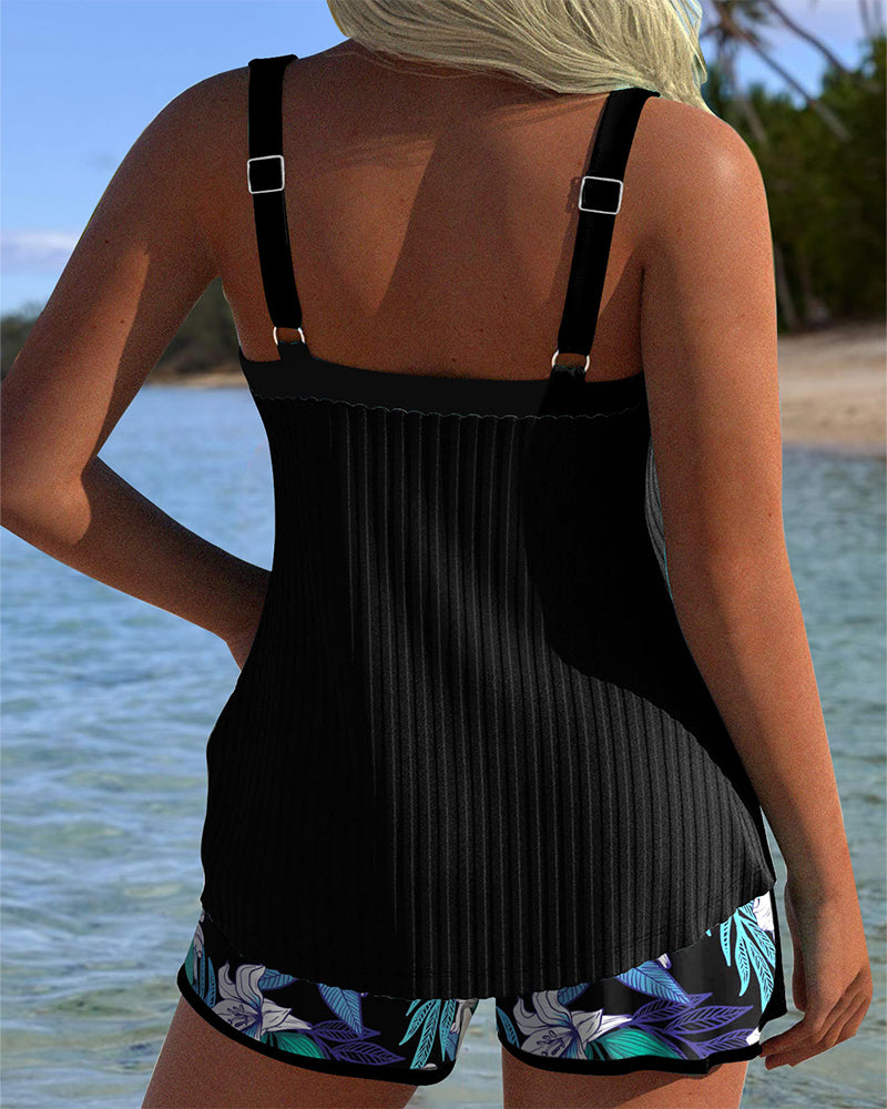 Strapless Geprinte Strandshorts Badpak