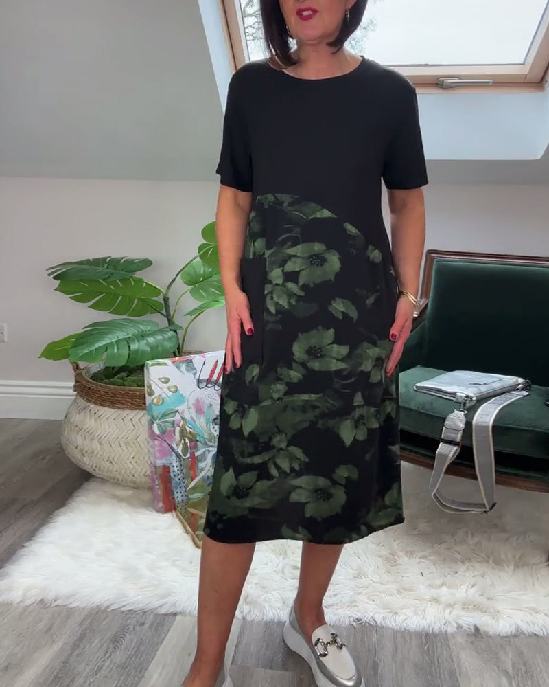 Van Delft Mode® | Patchworkjurk met Ronde Halslijn en Bloemenprint