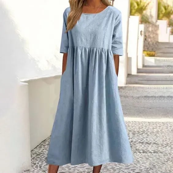 Van Delft Mode® | Elegante dames jurk met Ronde Hals