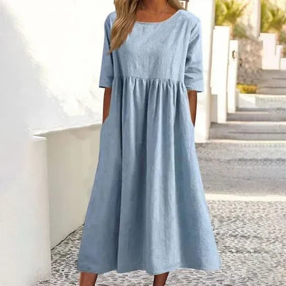 Van Delft Mode® | Elegante dames jurk met Ronde Hals