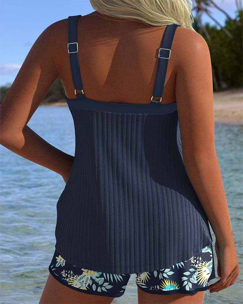 Gestreepte Twee-delige Strandshorts Tankini