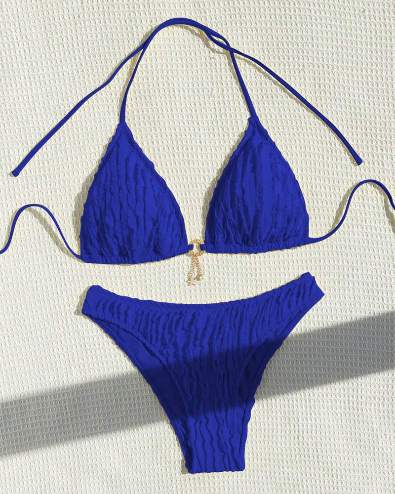 Sexy Effen Kleur Twee-delige Triangle Bikini