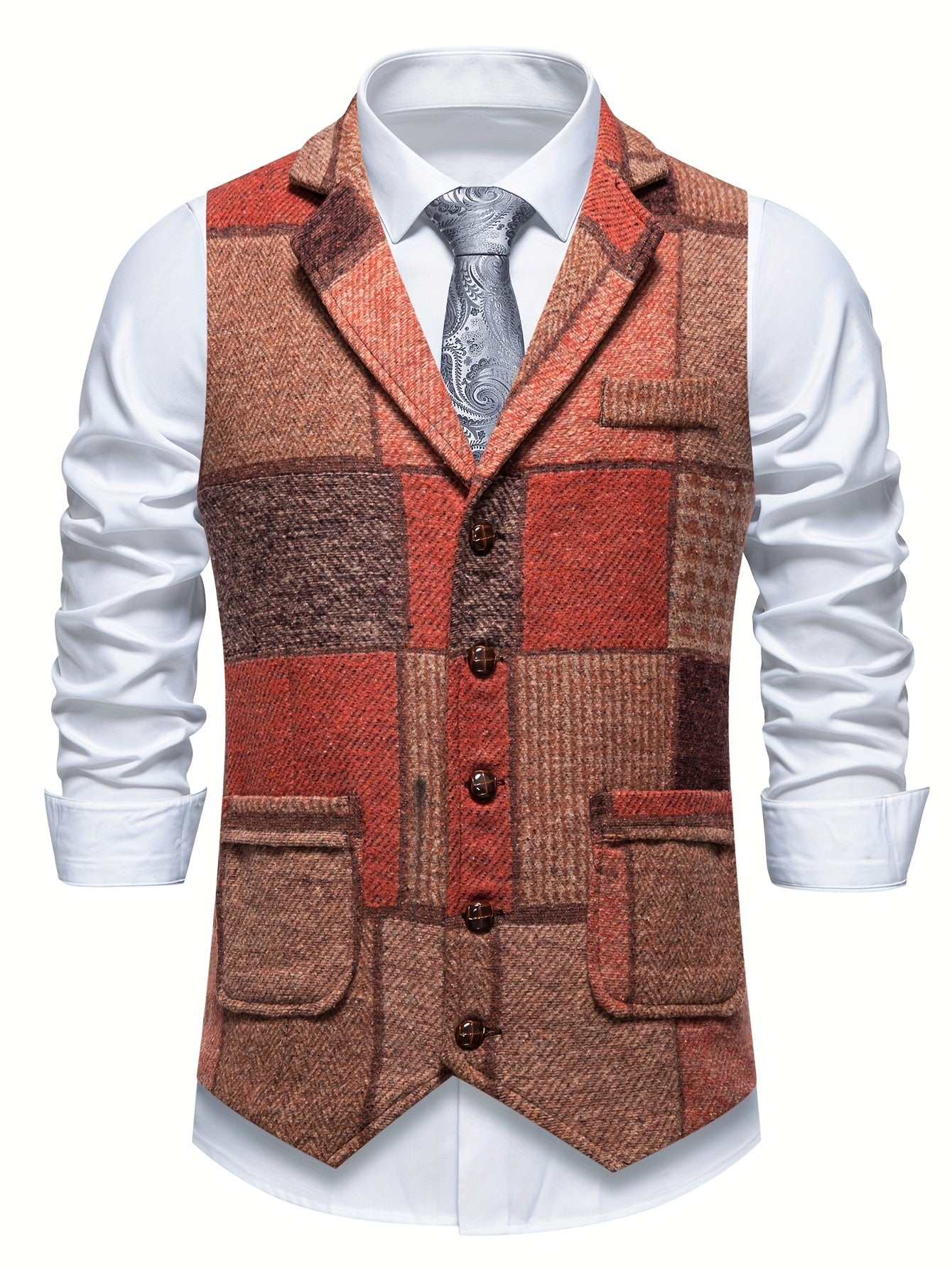 Van Delft Mode® | Tweedvest met visgraatpatroon voor heren