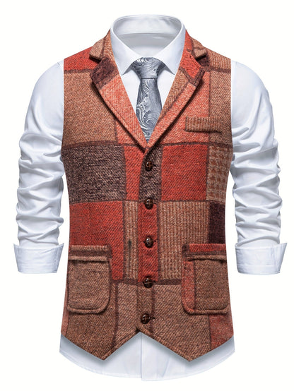 Van Delft Mode® | Tweedvest met visgraatpatroon voor heren