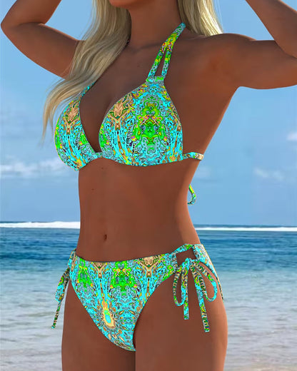 Gekleurde Halter Print Bikini