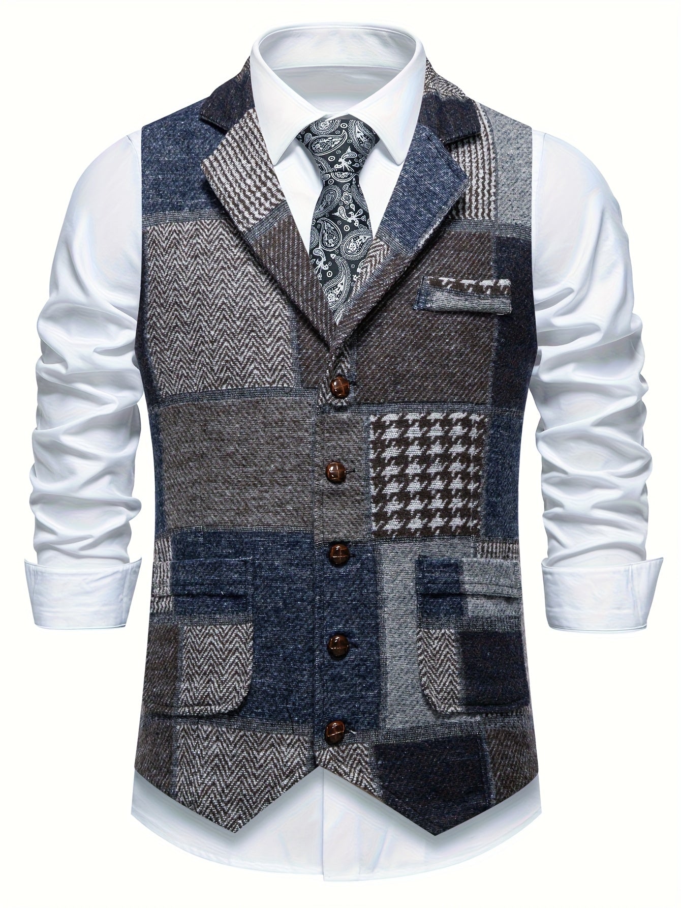 Van Delft Mode® | Tweedvest met visgraatpatroon voor heren