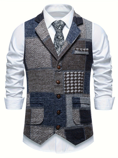 Van Delft Mode® | Tweedvest met visgraatpatroon voor heren