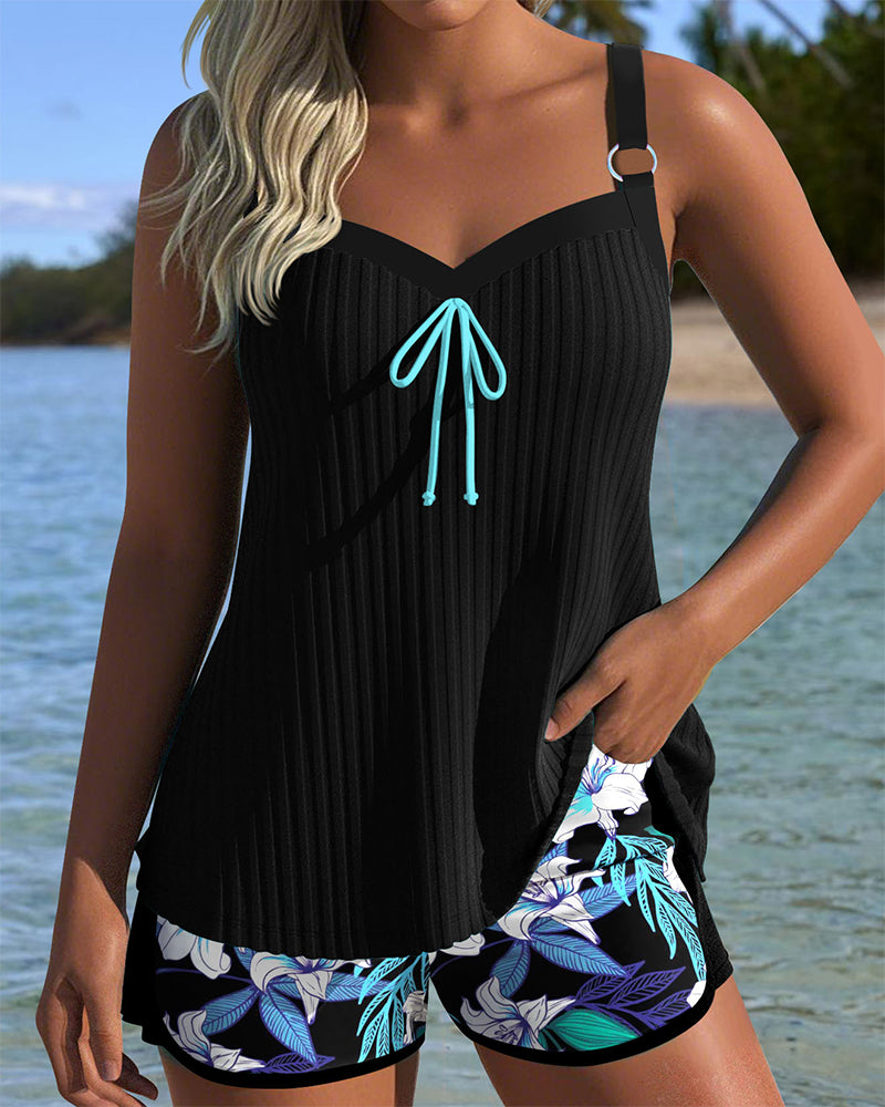 Strapless Geprinte Strandshorts Badpak
