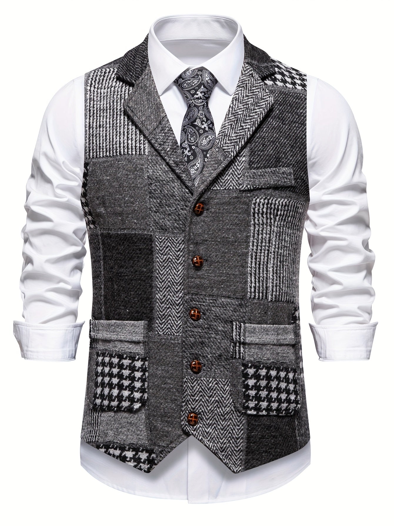 Van Delft Mode® | Tweedvest met visgraatpatroon voor heren