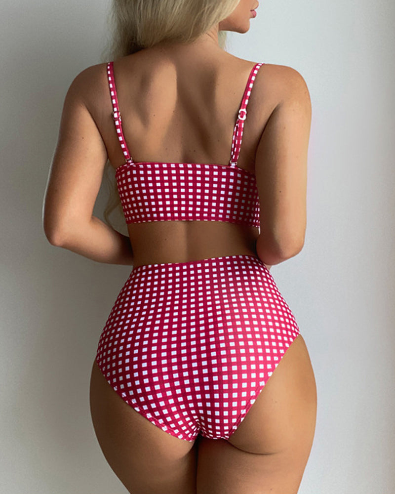 Geruite bikini met dunne bandjes