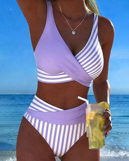 Kruislingse Gestreepte Print Bikini