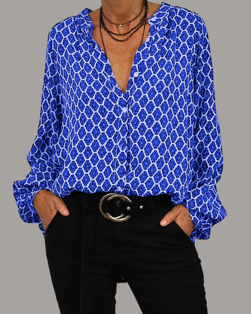 Van Delft Mode® | Relaxed V-Hals Midi-Shirt
