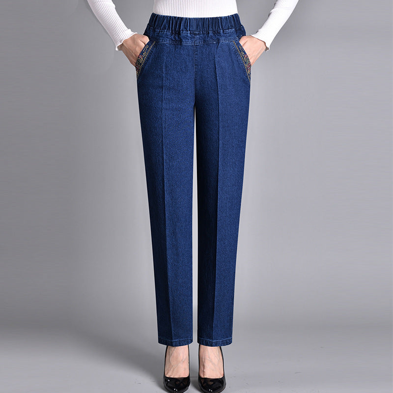 Van Delft Mode® | Damesjeans met zijzakken en elastische taille