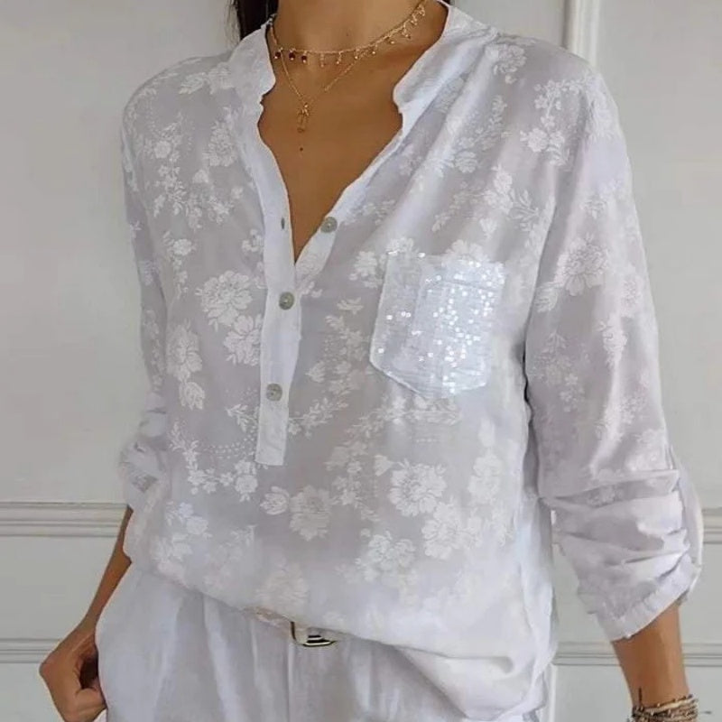 Van Delft Mode® | LANGERMIGE BLOEMENBLOUSE