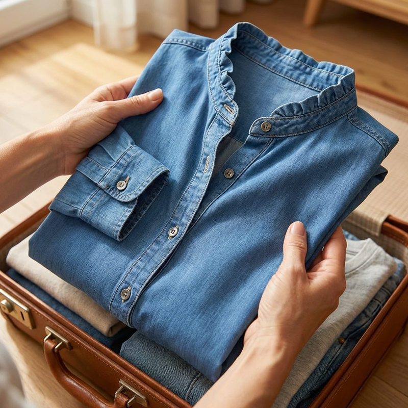 Van Delft Mode® | Casual damesblouse met ruches en V-hals
