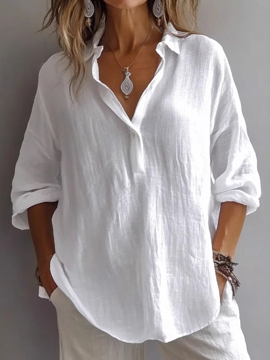 Effen linnen blouse voor dames