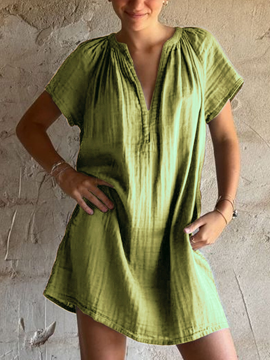 Eenvoudige vintage linnen jurk voor dames