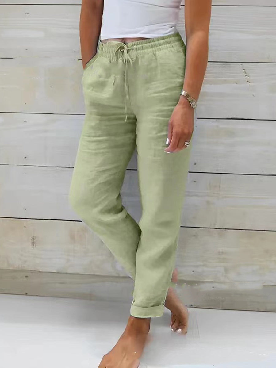 Effen linnen broek voor vrouwen