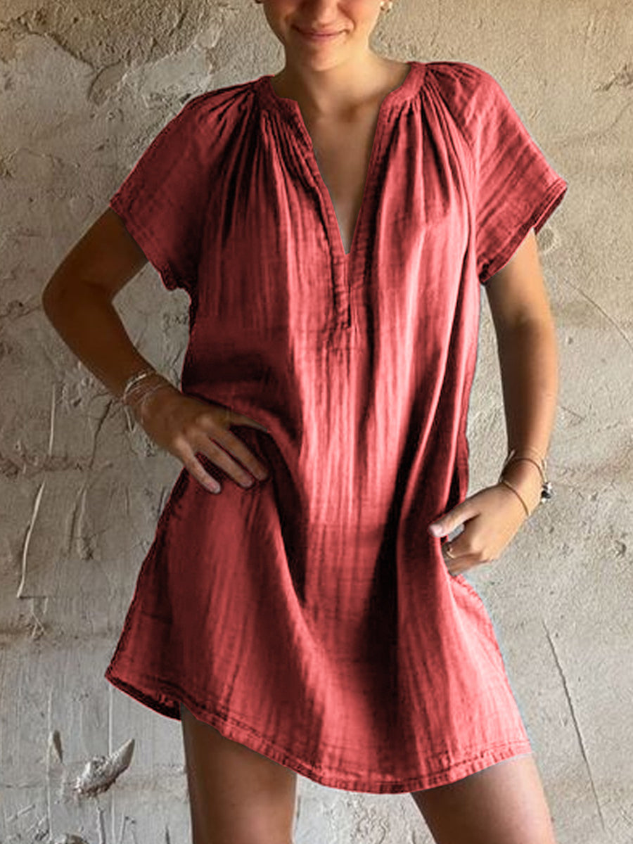 Eenvoudige vintage linnen jurk voor dames