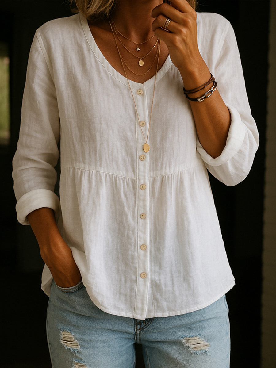 Effen linnen blouse voor dames