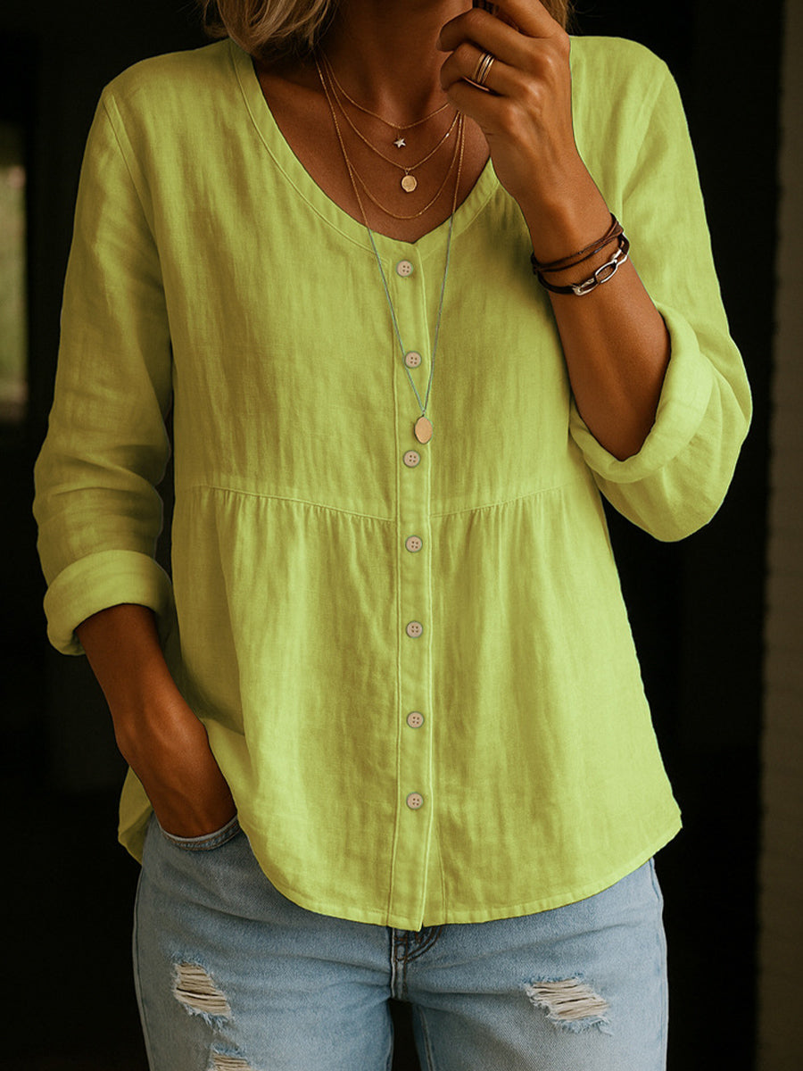 Effen linnen blouse voor dames