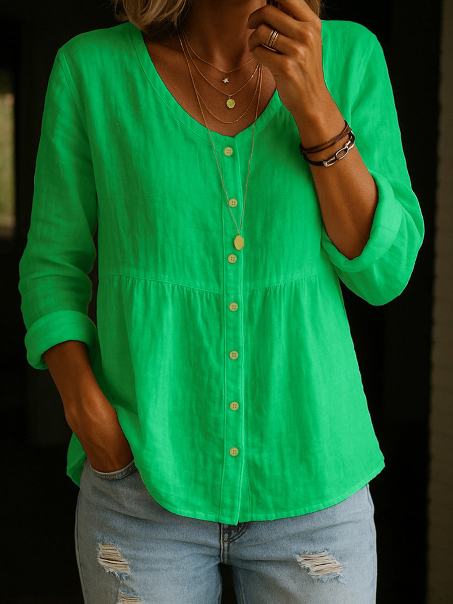 Effen linnen blouse voor dames