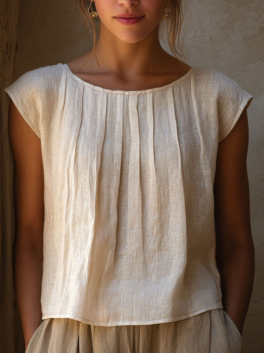 Effen linnen blouse voor dames