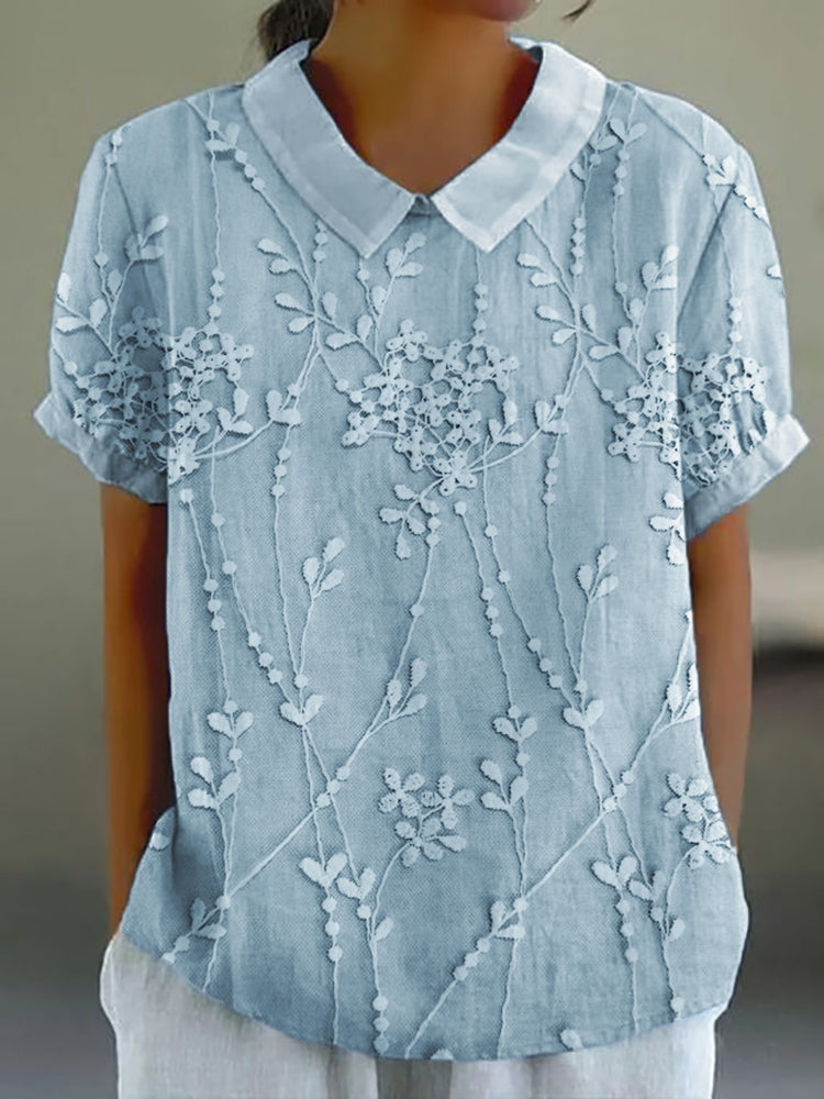 Elegante geborduurde linnen blouse voor dames