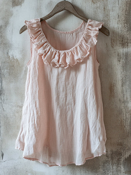 Elegante linnen blouse met volant voor dames