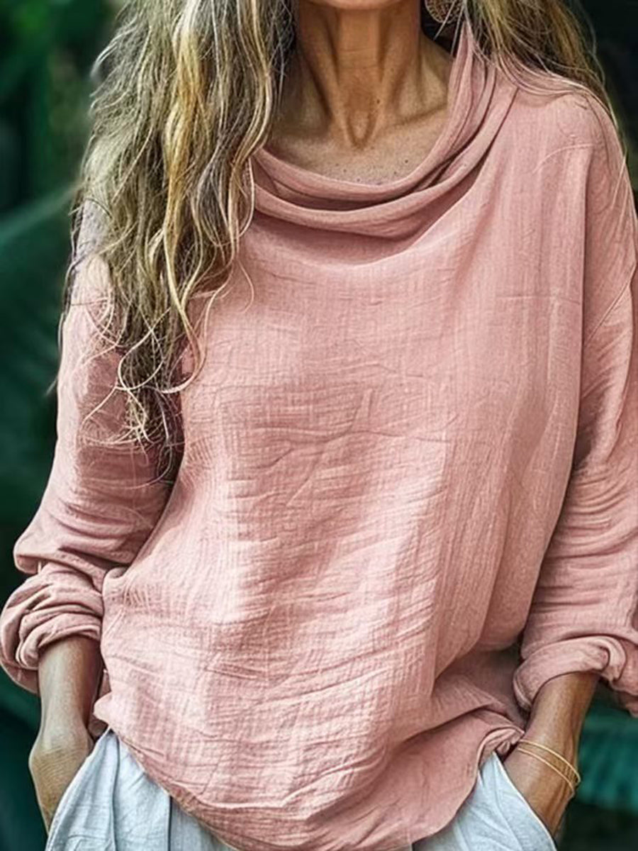 Eenvoudige vintage linnen blouse voor vrouwen